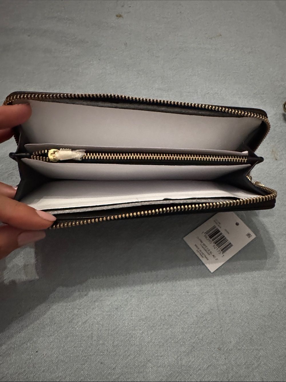 Coach Black Slim Accordion Patent Zip Wallet with Gold Brass Charms - Picture 2 of 4
